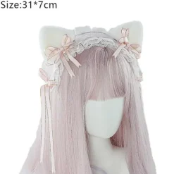 Lolita Katteører Diadem Stuepige Blonde Hår Fest Tilbehør Søde Hårbånd Sød Hårnål Sort pink