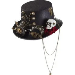 Lolita Punk Gotisk Hår Hat Lolita Steampunk Mini Top Hat med Rose Skelet Cosplay Top Hat til Halloween Karneval