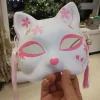 Lovende-lyserøde kirsebærblomster rævemasker Anime Cosplay Japansk halv ansigts katte maske maskerade festival Kabuki Kitsune masker festrekvisitter | Fyndiq