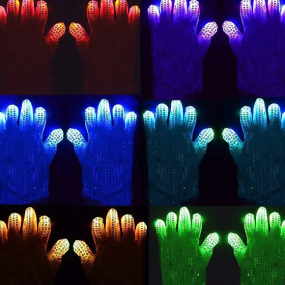 Luffer / Handsker med LED-lys - 6 forskellige lystilstande multicolor{yh} multifärg one size