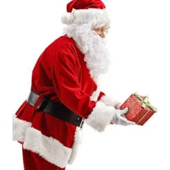 Luksuriøst Julemandskostume til Mænd, 11 Dele, Julemandskostume til Voksne, Jule-rolleleg 2025, Den Bedste Julegave XXXL（90-100kg）