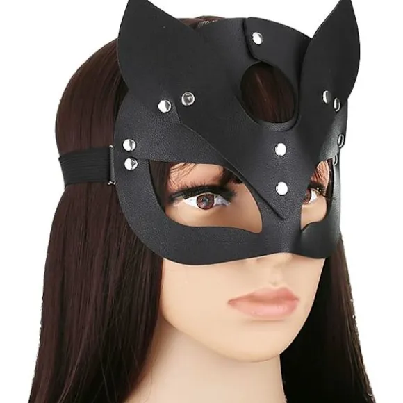 Luksus læder katte ræv maske til kvinder