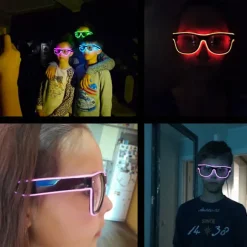 Lysende briller, LED EL Wire Neon Light Goggles Glowing Mask, S