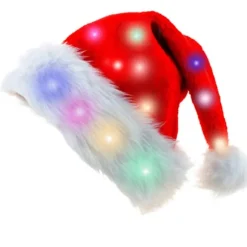 Lysende Julehat Julemandshat Med LED Lys Blinkende Julemandshat Til Voksne Og Børn Julegaver Julemandshat Julehat Jul Ferie