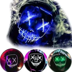 Lysende LED Maske Halloween Clubbing Lysende LED Maske Kostume Rave Party Blue