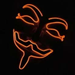 Lysende Lysende V For Maske Cosplay Guy Fawkes Hacker EL Wire Glødende Maske Til Halloween Karneval Maskerade Type A Orange