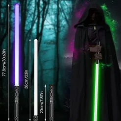 Lyssværd Lasersværd med 7 RGB-farver og lydeffekter - Genopladeligt elektronisk lyssværd til Halloween Cosplay Legetøj