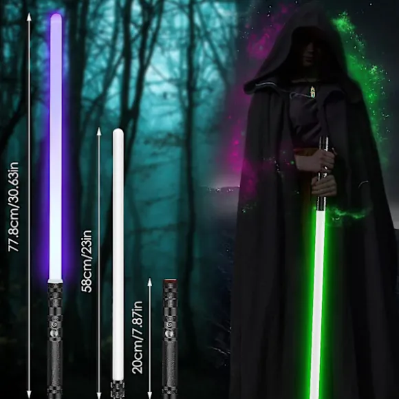 Lyssværd Lasersværd med 7 RGB-farver og lydeffekter - Genopladeligt elektronisk lyssværd til Halloween Cosplay Legetøj