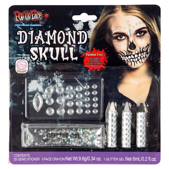 Make up kit Diamond Skull Halloweensmink Silver one size