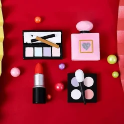 Makeup Kagepynt 4-pak, Kosmetik Læbestift Parfume Flaske Øjenskygge Blush Makeup Kagedekorationer til Polterabend Pige Kvinder