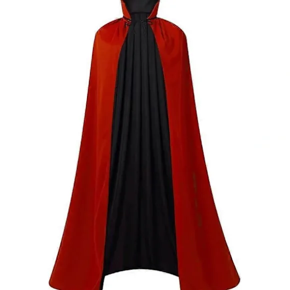 Maklulu Halloween Vampirkappe Kostume Voksen Halloween Kostume Kappe Sort og Rød Vendbar Ståkrave Kappe