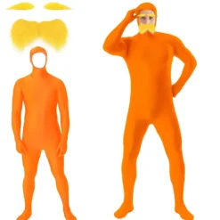 Mandarinkostume Tilbehør Åbent Ansigt Helkropsdragter Gul Overskæg og Øjenbryn til Verdensbogdagen Halloween Cosplay-FF-_yux Adult 170cm