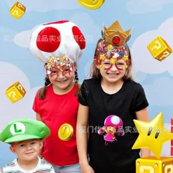 Mario tema julefrokost dekoration børne fødselsdag foto rekvisitter sjove kreative papir briller