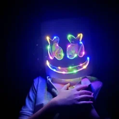 Marshmallow DJ-maske med lysende baratmosfære rekvisitter
