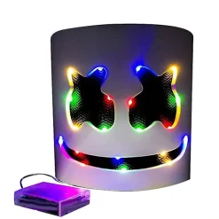 Marshmello LED Maske DJ Cosplay Hjelm Marshmello Kostume Maske Lysende LED Maske Party Cosplay Maske Farverig