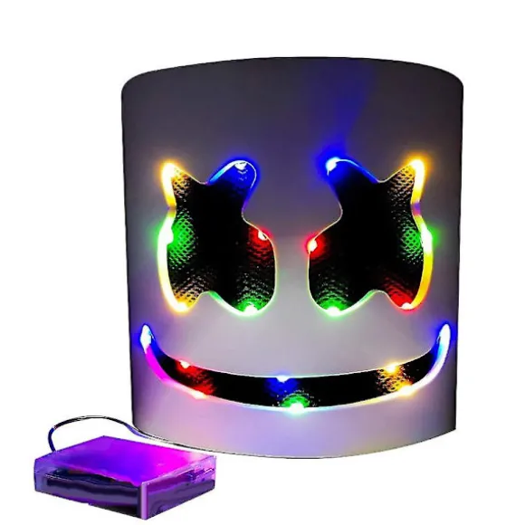 Marshmello LED Maske DJ Cosplay Hjelm Marshmello Kostume Maske Lysende LED Maske Party Cosplay Maske Farverig (FMY)