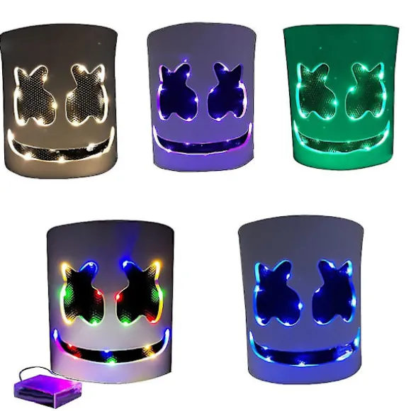 Marshmello LED Maske DJ Cosplay Hjelm Marshmello Kostume Maske Lysende LED Maske Party Cosplay Maske Farverig