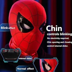 Mascara Spiderman Hovedbeklædning Cosplay Bevægelige Øjne Elektronisk Maske Spider Man 1:1 Hagekontrol Elastiske Legetøj Til Voksne Børn Gave