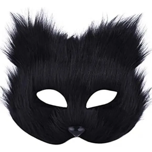 Maske Halloween Ræv Maske Cosplay Kostume Halv Ansigt Dyr Pels Fest Jul Øje Katte Masker Påske Halv-Ansigt Masker