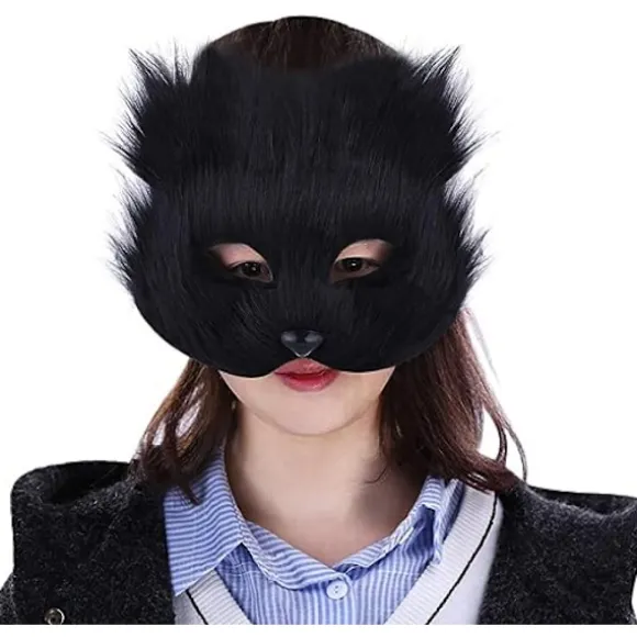 Maske Halloween Ræv Maske Cosplay Kostume Halv Ansigt Dyr Pels Fest Jul Øje Katte Masker Påske Halv-Ansigt Masker