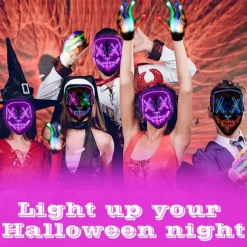 Maske LED Lysmaske Rædselsmaske til Weekend Cosplay Kostume Maskerade, Karneva_yux Rød & Blå Röd & Blå