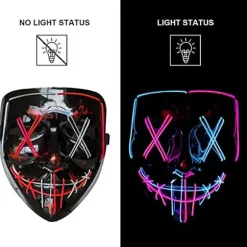 Maske LED Lysmaske Rædselsmaske til Weekend Cosplay Kostume Maskerade, Karneva_yux Blå & Grön