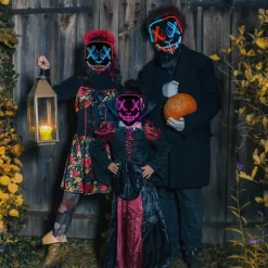 Maske LED Lysmaske Rædselsmaske til Weekend Cosplay Kostume Maskerade, Karneva_yux Blå & Grön