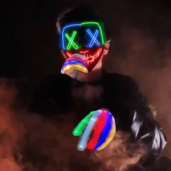 Maske LED Lysmaske Rædselsmaske til Weekend Cosplay Kostume Maskerade, Karneva_yux Blå & Grön