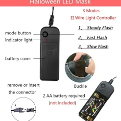 Maske LED Lysmaske Rædselsmaske til Weekend Cosplay Kostume Maskerade, Karneva_yux Blå & Grön
