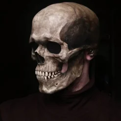 Maske Maskerade blødt materiale Kraniemaske med bevægelig kæbe Uhyggeligt skelet - Mørk Black