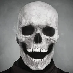 Maske Maskerade blødt materiale Kraniemaske med bevægelig kæbe Uhyggeligt skelet - Mørk Black