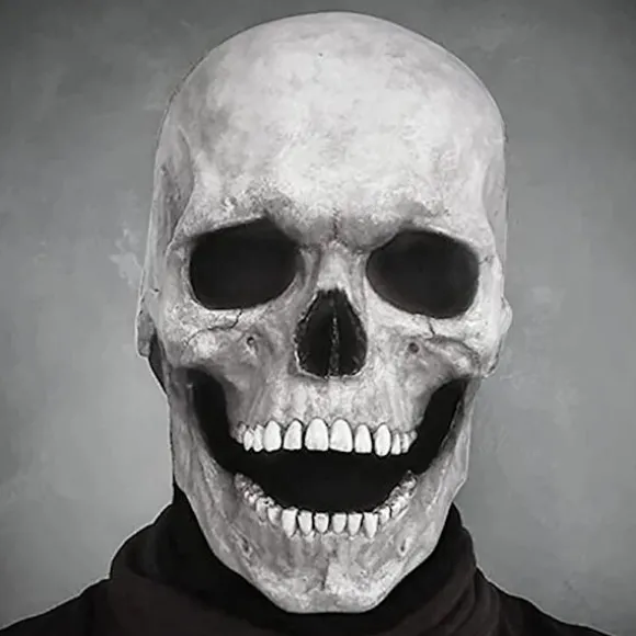 Maske Maskerade blødt materiale Kraniemaske med bevægelig kæbe Uhyggeligt skelet - Mørk Black