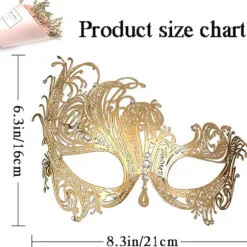 Maske til mænd, Diamant festmaske, Venetiansk elegant metalmaske, Halloween Maske til par