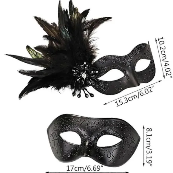Maskebal Maske til Kvinder Mænd Venetiansk Maske Fest/Bal-Prom/Bryllup/Vægdekorationer Mardi Gras Maske Kostumer Maske Sølv_Billiga gåvor Black
