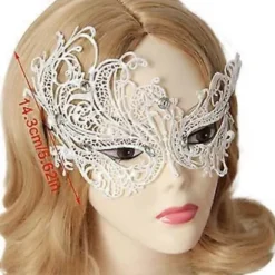 Maskebal Maske til Kvinder, Sexet Blonde Øjenmaske til Halloween Maskebal Karnevaler Fest, Proms, Middagsselskab, Bryllup Hvid