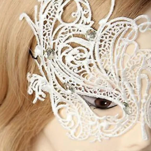 Maskebal Maske til Kvinder, Sexet Blonde Øjenmaske til Halloween Maskebal Karnevaler Fest, Proms, Middagsselskab, Bryllup Hvid