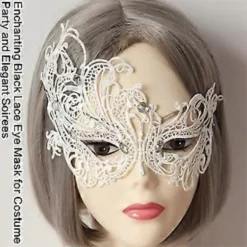 Maskebal Maske til Kvinder, Sexet Blonde Øjenmaske til Halloween Maskebal Karnevaler Fest, Proms, Middagsselskab, Bryllup Hvid