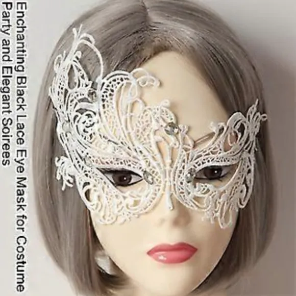 Maskebal Maske til Kvinder, Sexet Blonde Øjenmaske til Halloween Maskebal Karnevaler Fest, Proms, Middagsselskab, Bryllup Hvid