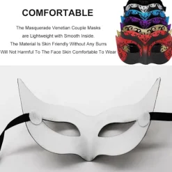 Maskebal Maske til Mænd Kvinder Par Venetiansk Maske til Halloween Mardi Gras Kostumefest Bal