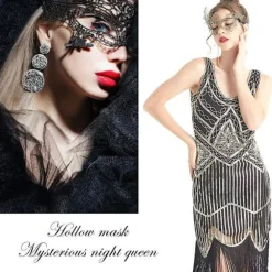Maskerade Maske - Venetiansk Maske til Kvinder, Smuk Elegant Blonde Maske til Damer Halloween Mardi Gras Fest Guld+Sølv+Sort