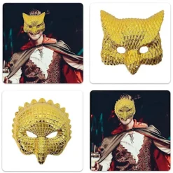 Maskerade Maske Guld Leopard/Løve/Gris/Ugle Maske Festmaske Halloween Cosplay Maske Kvinder Mænd Dyremaske Balmaske Oprejst ugle