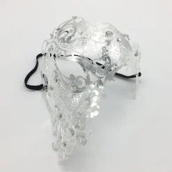 Maskerade maske til mænd, enøjet halvmaske hul metalmaske Halloween kostume rekvisitter A