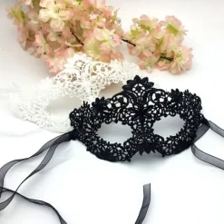Maskerade Sort Blonde Maske Halvt Ansigt Sexet Hvid Øjenmaske Halloween Kostumefest Voksen Pige-FY