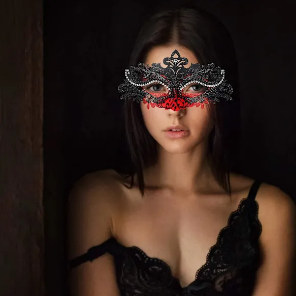 Maskerademaske, Karneval Dekorationer Venetianske Masker Til Kvinder (rød & sort)