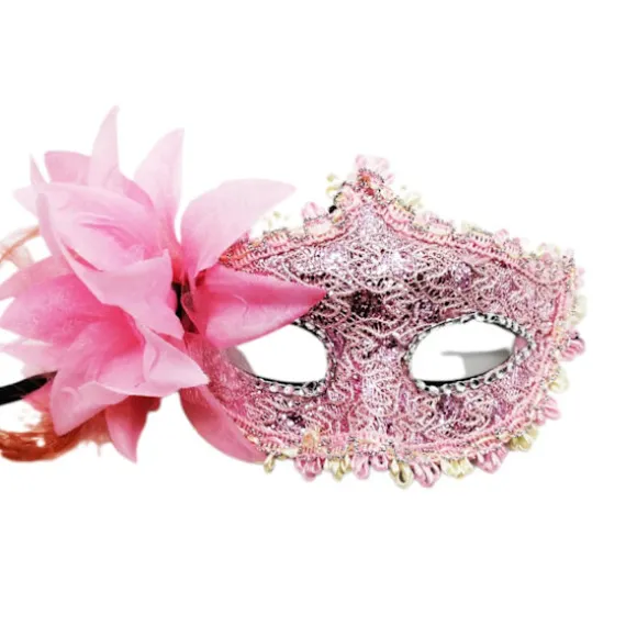 Maskerademaske til kvinder - Venetianske masker - Julemasker - Blomster - Halvmaske - Cosplay - Pink