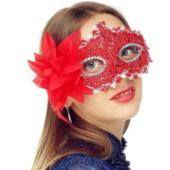 Maskerademaske til kvinder - Venetianske masker - Julemasker - Blomster - Halvmaske - Cosplay - Pink