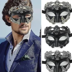 Maskerademaske til Mænd - Græsk Romersk Venetiansk Maske Mardi Gras Maske Silver