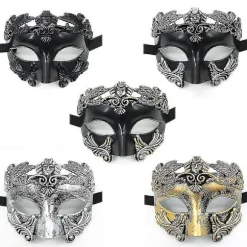 Maskerademaske til Mænd - Græsk Romersk Venetiansk Maske Mardi Gras Maske Silver