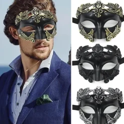 Maskerademaske til mænd - Græsk Romersk Venetiansk Maske Mardi Gras Maske Antik Guld