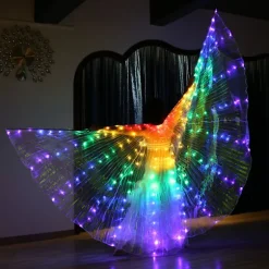 Mave-dans Guldvinge Regnbue Farverig LED Lysende Vinge Dans